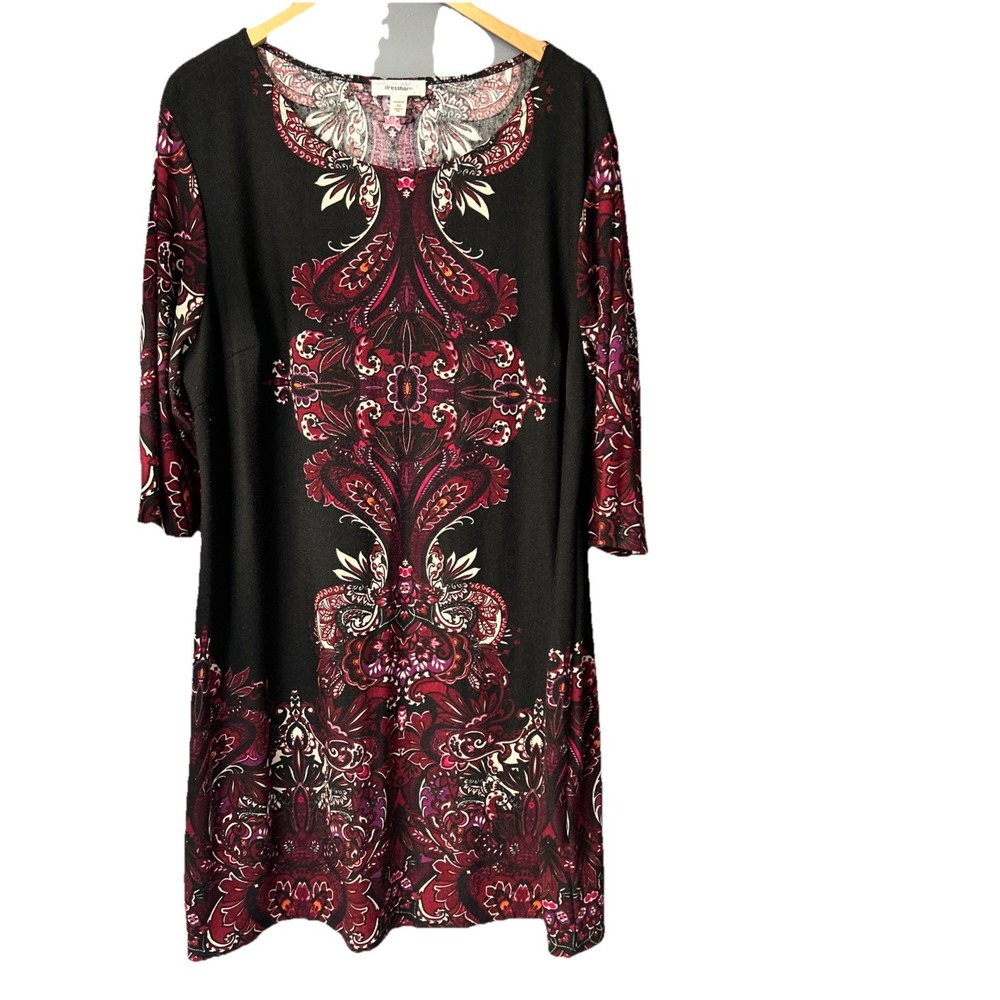Dressbarn Women's 22 Bohemian Floral‎ Pullover Dress Midi Dress Stretch Altered